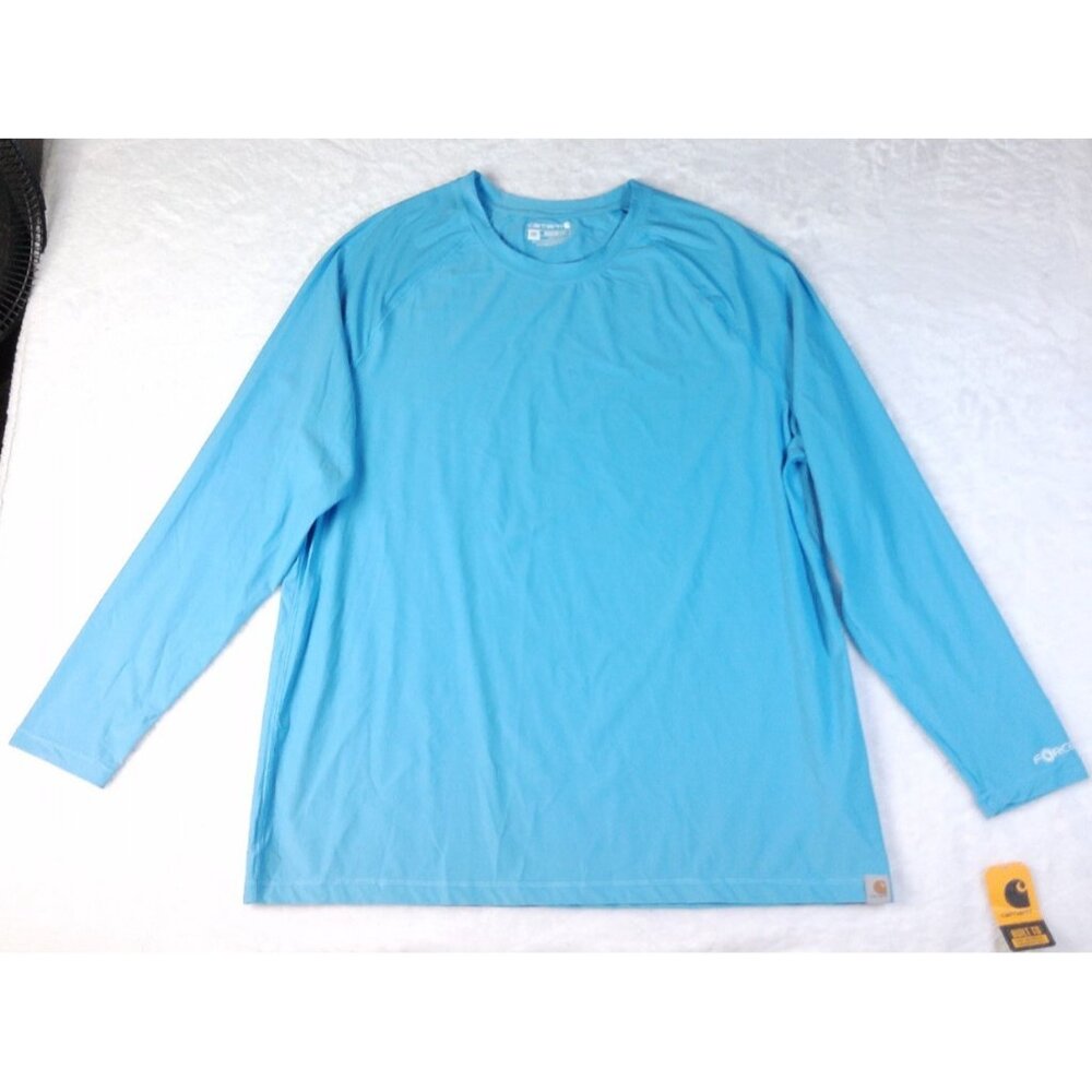 Carhartt Force Long-Sleeve Modern Fit Mens 2XL Layer Tee Shirt Blue Workwear